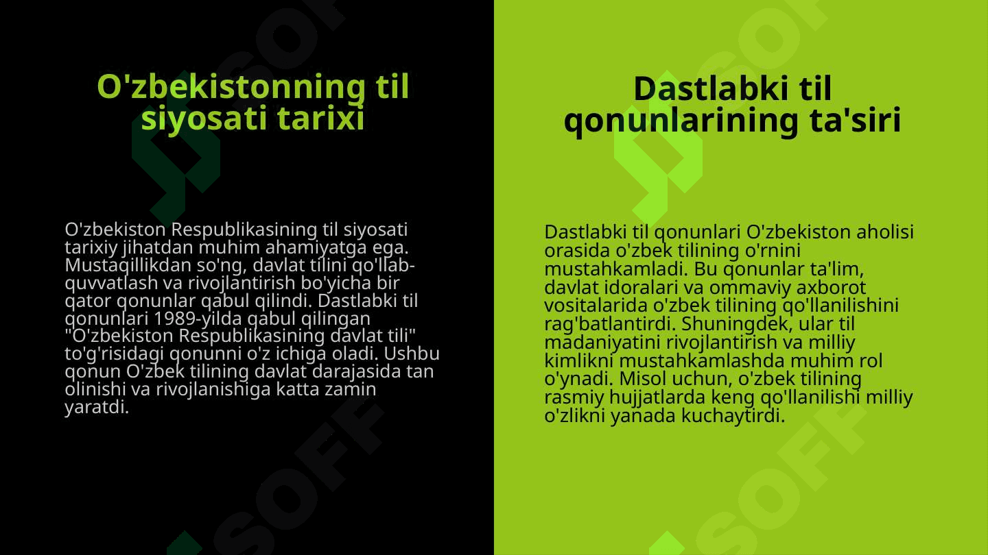 O'zbekiston Respublikasining "Davlat tili to'g'risidagi" qonuni 5