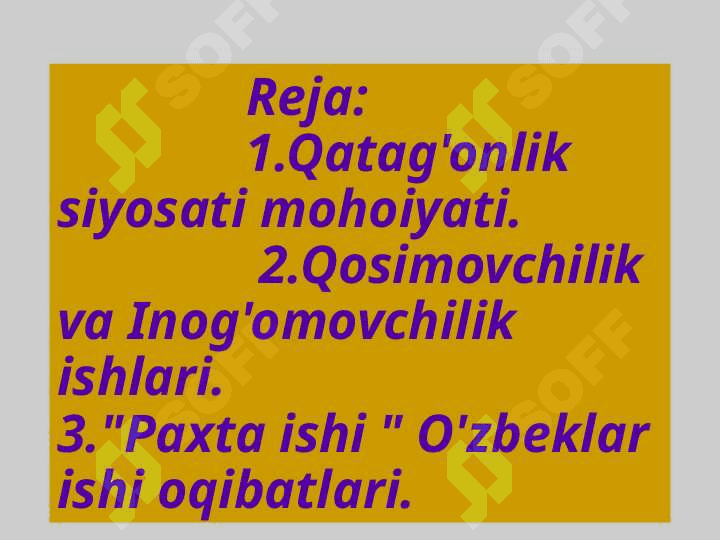 Qatog'onlik  va jamoatlashtirish siyosati va uning fojeaviy oqibatlari. 2
