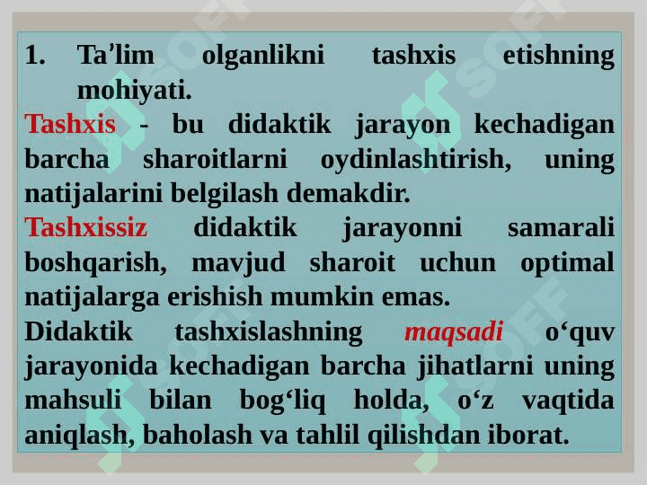 O‘QUVCHILARNING BILIM, KO‘NIKMA VA MALAKALARINI TASHXIS ETISH. Reja: 2