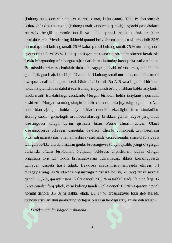 Birikkan holda irsiylanish va Krossingover 3