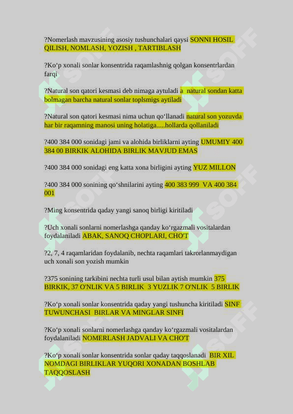 "Matematika oʻqitish metodikasi" fanidan savollar (javoblari bilan) 5