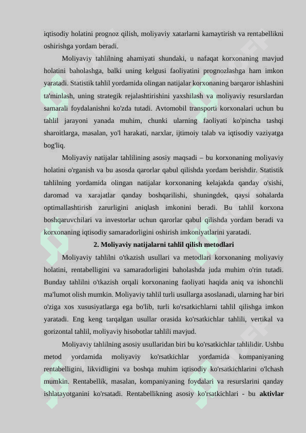 Avtomobil transporti korxnalarda moliyaviy natijalarni statistik tahlil qilish 4