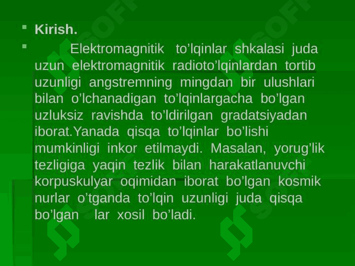 Infraqizil nurlar va uning texnikadagi o’rni 2