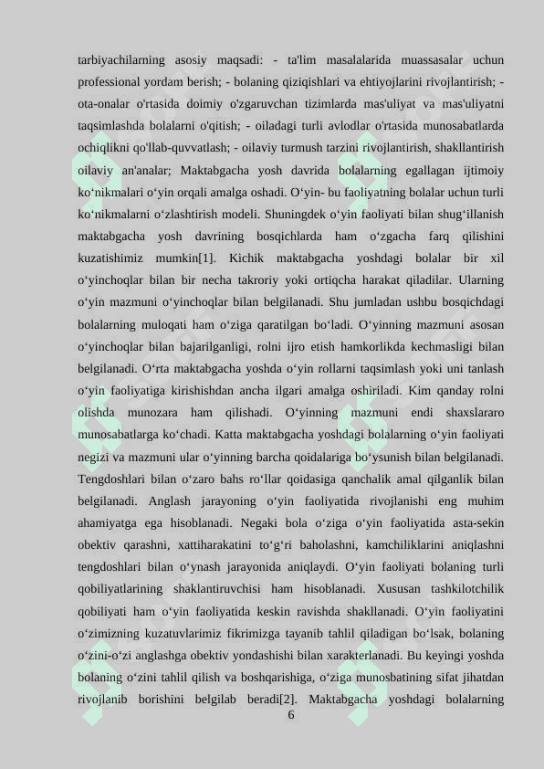 Maktabgacha yoshda o’zini-o’zi anglashni rivojlantrish 6