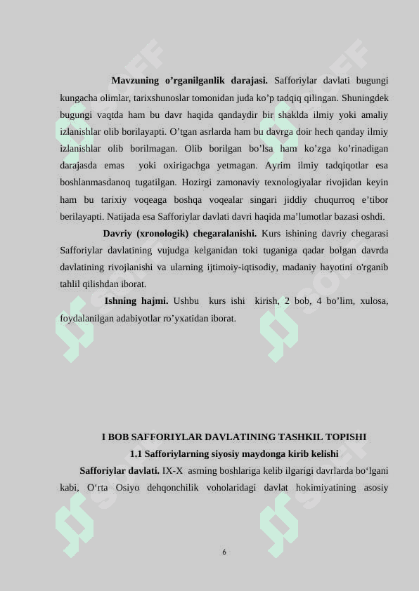 SAFFORIYLAR DAVLATINING TASHKIL TOPISHI 6