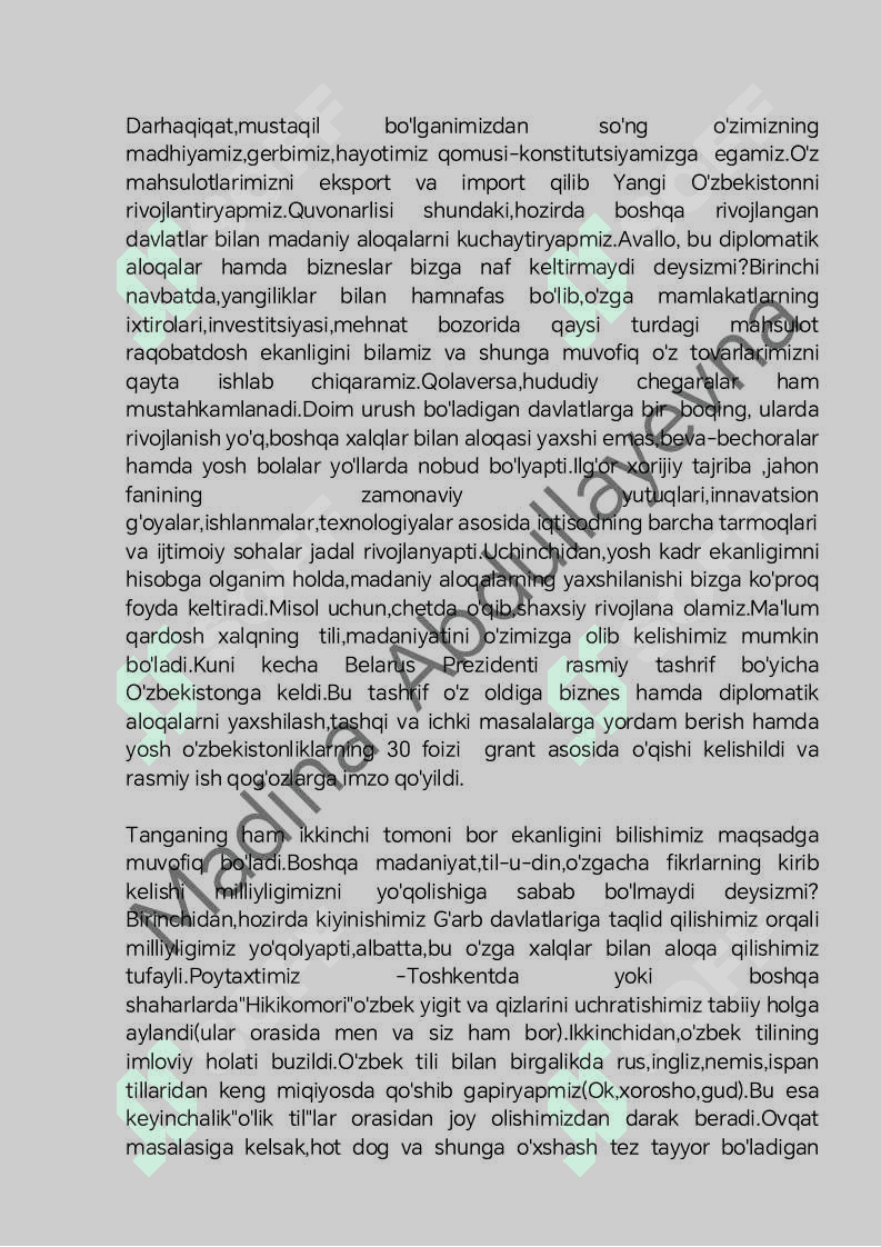 Esselar to'plami [90ta ehtimoliy esselar], o'zbek tili milliy sertifikat uchun. 4