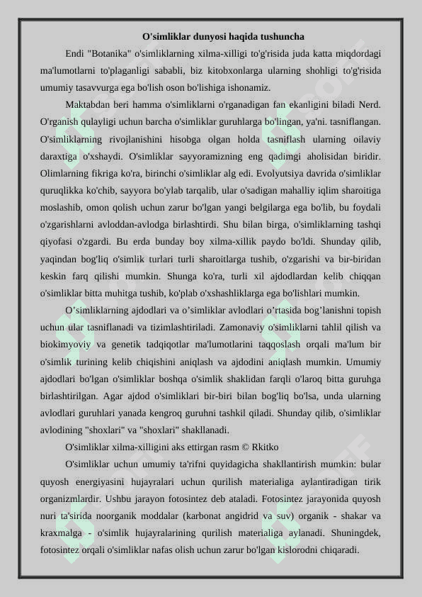 O’simliklar dunyosi evolyutsiyasi 2