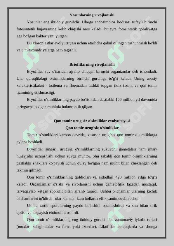 O’simliklar dunyosi evolyutsiyasi 7