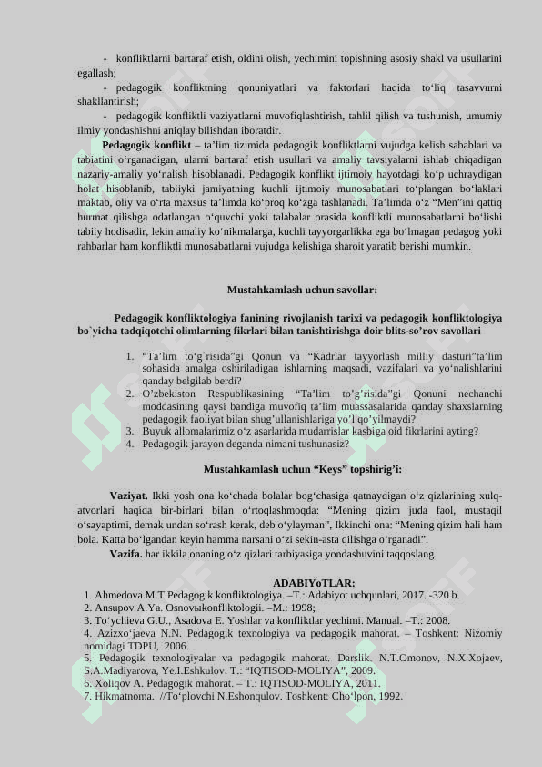 Pedgogik konfliktologiya fanidan seminar ishlanma 4