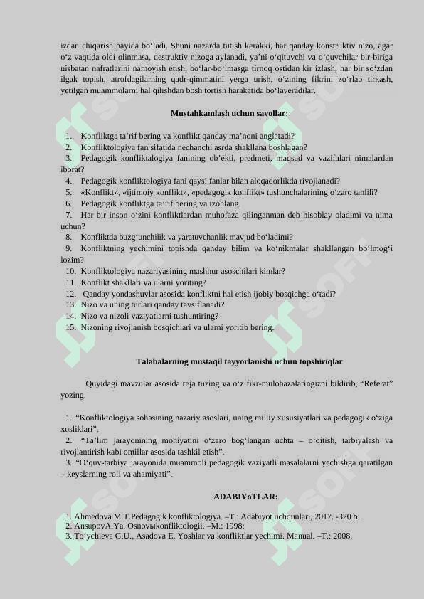 Pedgogik konfliktologiya fanidan seminar ishlanma 7