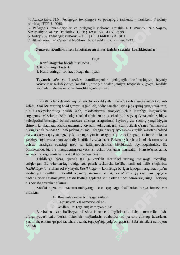 Pedgogik konfliktologiya fanidan seminar ishlanma 8