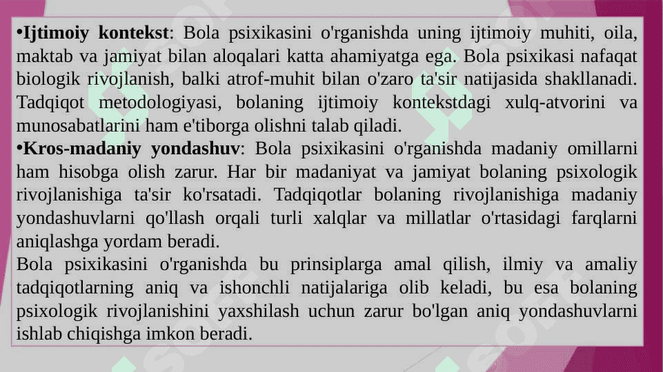 Bola psixikasini o'rganish prinsiplari 6