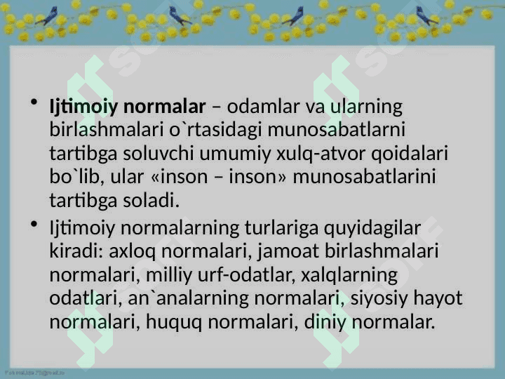 Ijtimoiy xulq normalari tushunchasi 4
