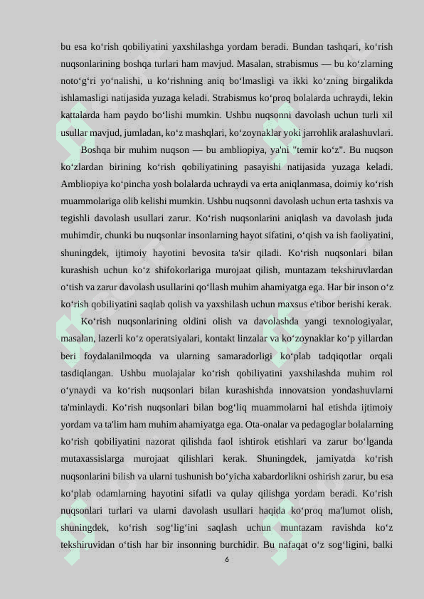 KOʻRISHDA NUQSONI BOʻLGAN BOLALAR NUTQINI TEKSHIRISH 6