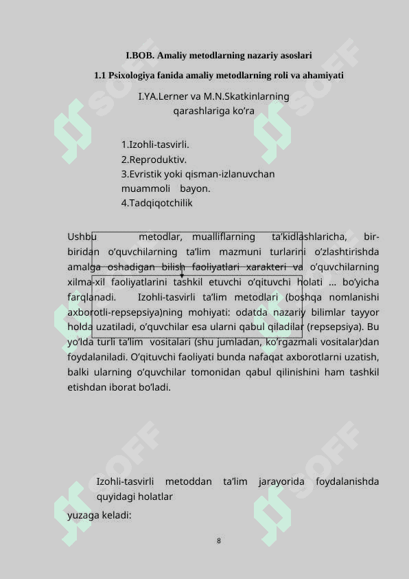 PSIXOLOGIYA FANLARINI O'QITISHDA AMALIY METODLARNING AHAMIYATI 8