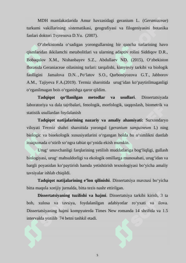 YORONGUL (GERANIUM SANGUINEUM L) NING BIOLOGIYASI 5