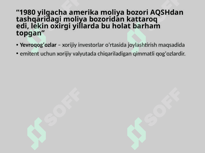 XALQARO QIMMATLI QOGʻOZLAR BOZORI 2