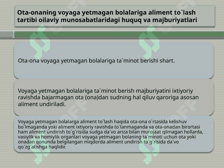 Ota-ona hamda bolalarning aliment majburiyatlari 4