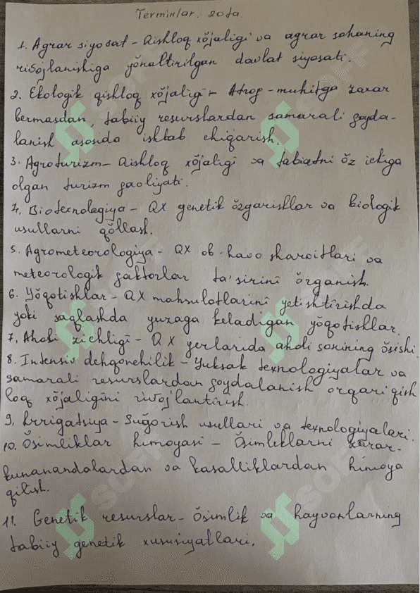 Ozbek tili mustaqil ish 2