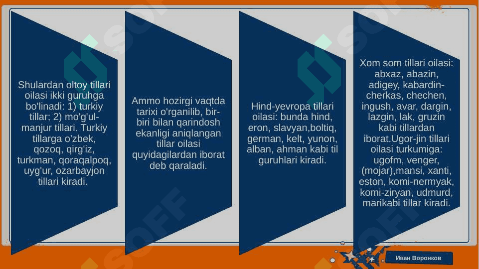 DUNYO TILLARINING TASNIFI 8
