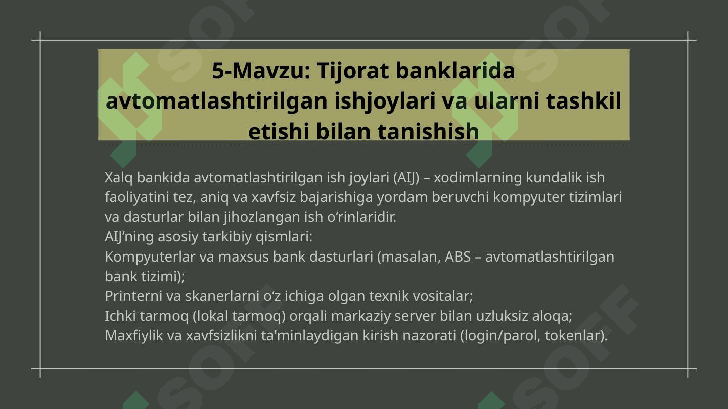 Iqtisodiyot Bank boʻyicha Amaliyot hisoboti. XALQ BANKI 6