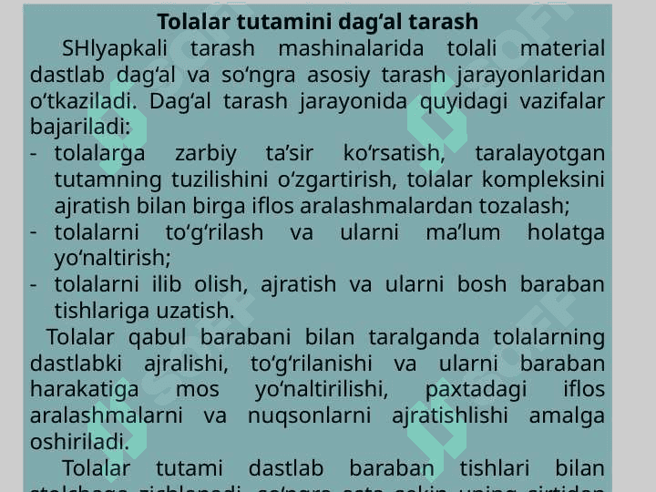Tolalarni dastlabki tarash 5