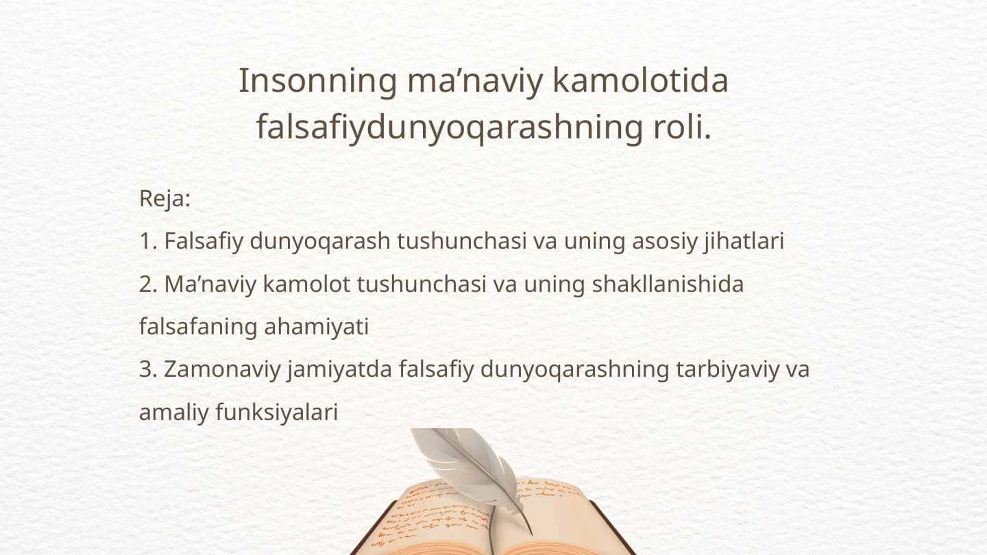 Insonning ma’naviy kamolotida falsafiydunyoqarashning roli.