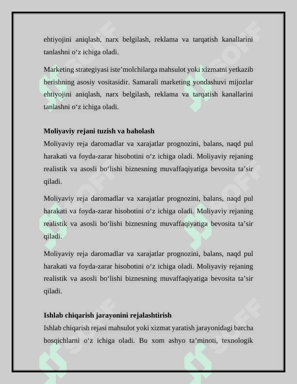 Biznes reja samaradorligini asoslash 6