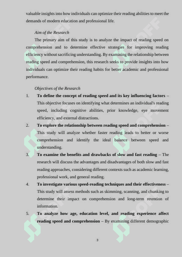The impact of reading speed on comprehension 3