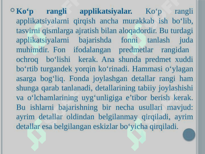 Applikatsiya darslarini tashkil etish metodikasi 6