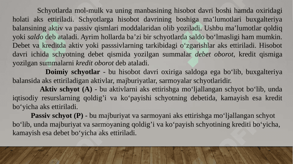 Buxgalteriya hisobining schyotlari va ikkiyoqlama yozuv 4