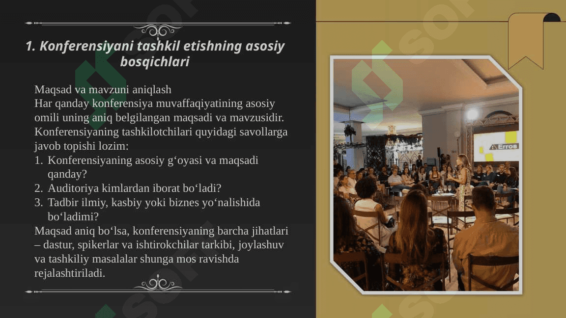Konferensiyalarni tashkil etish tamoyillari 4