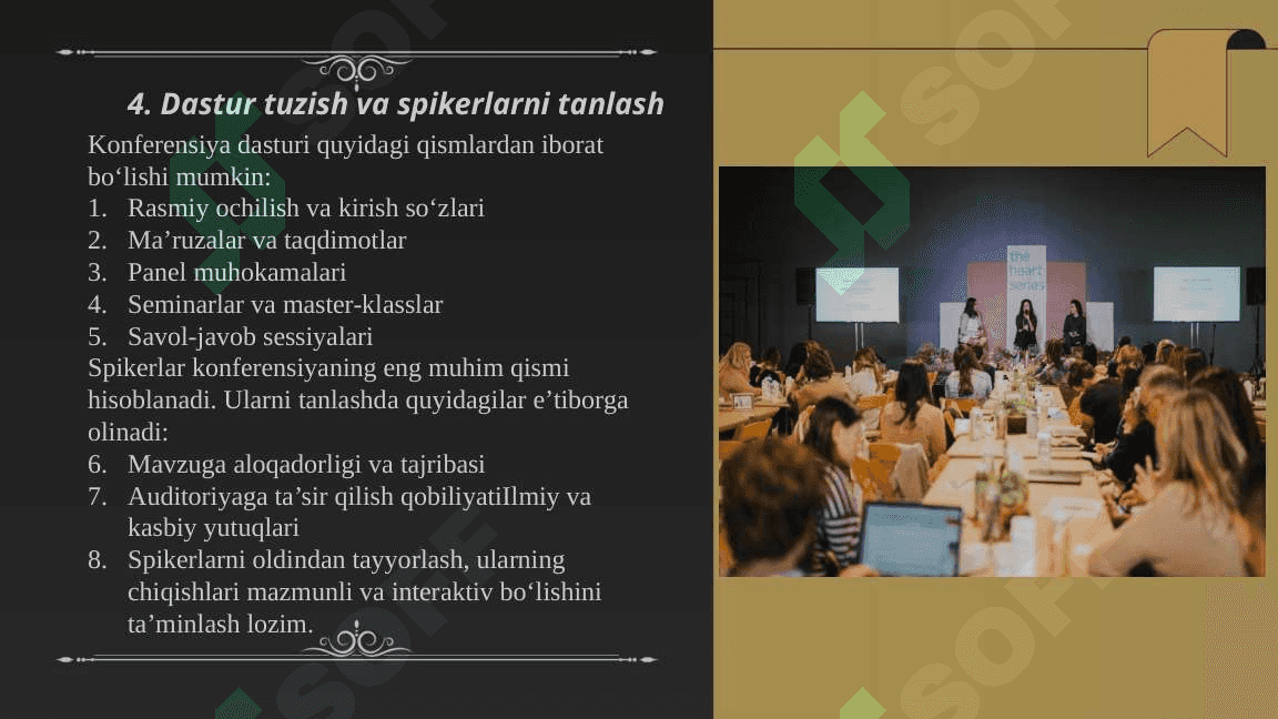 Konferensiyalarni tashkil etish tamoyillari 7