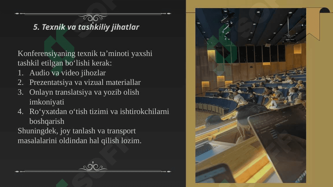 Konferensiyalarni tashkil etish tamoyillari 8