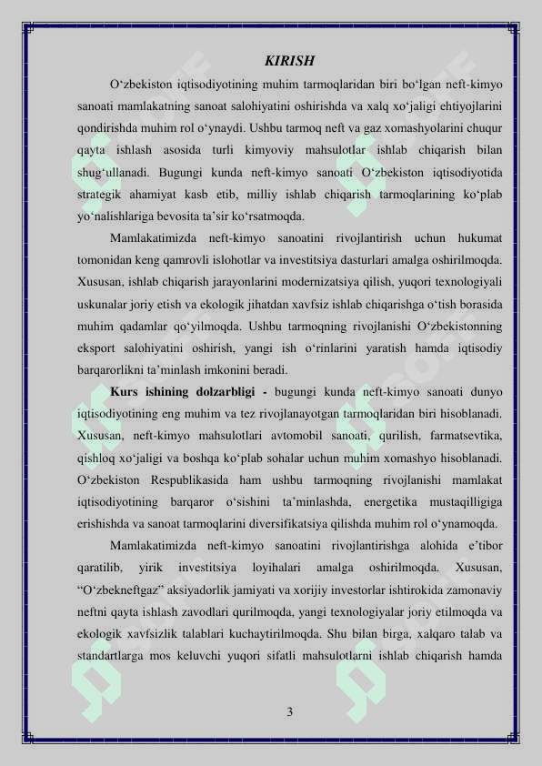 O‘zbekiston neft kimyo sanoatining rivojlanishi holati va istiqbollari 3