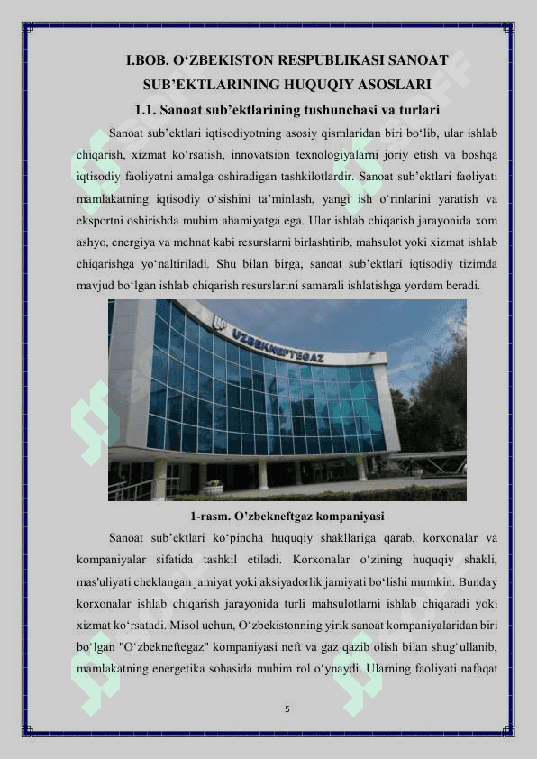 Oʻzbekiston Respublikasi sanoat sub'ektlarini faoliyatini tashkil etish tartibi 5