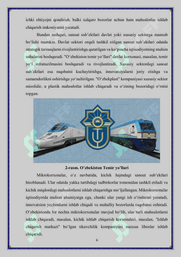 Oʻzbekiston Respublikasi sanoat sub'ektlarini faoliyatini tashkil etish tartibi 6