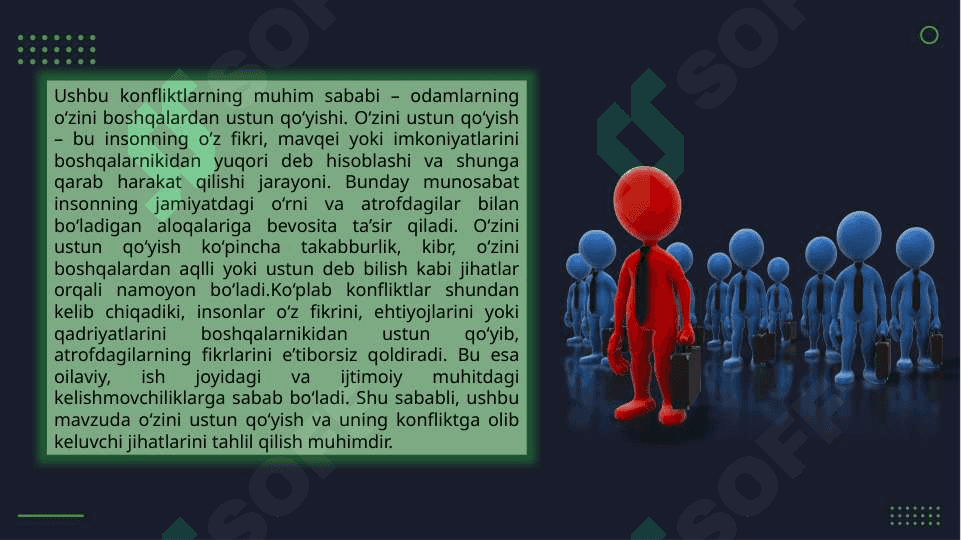 O'zini ustun qo'yish kanflikt sababi sifatida 4