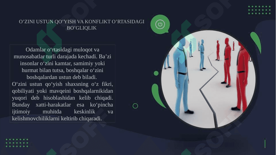 O'zini ustun qo'yish kanflikt sababi sifatida 5