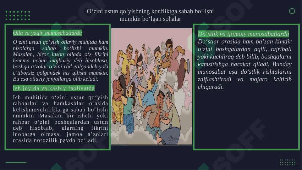 O'zini ustun qo'yish kanflikt sababi sifatida 8