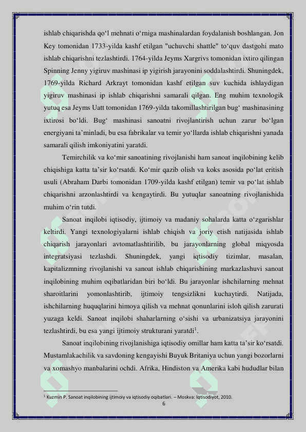 Sanoat inqiloblari va uning zamonaviy texnologiyalari 6