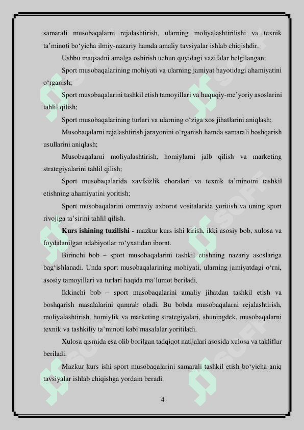 Sport musobaqalarini tashkil qilish 4
