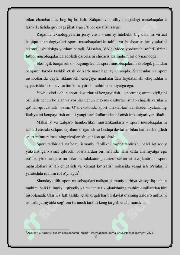 Sport musobaqalarini tashkil qilish 8