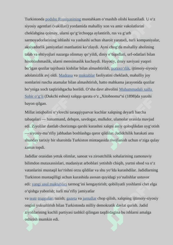 Savdo tijorat masalasini ilmiy asosda tashkil etish bo’yicha jadidlarning qarashlari va yondashuvi. 8