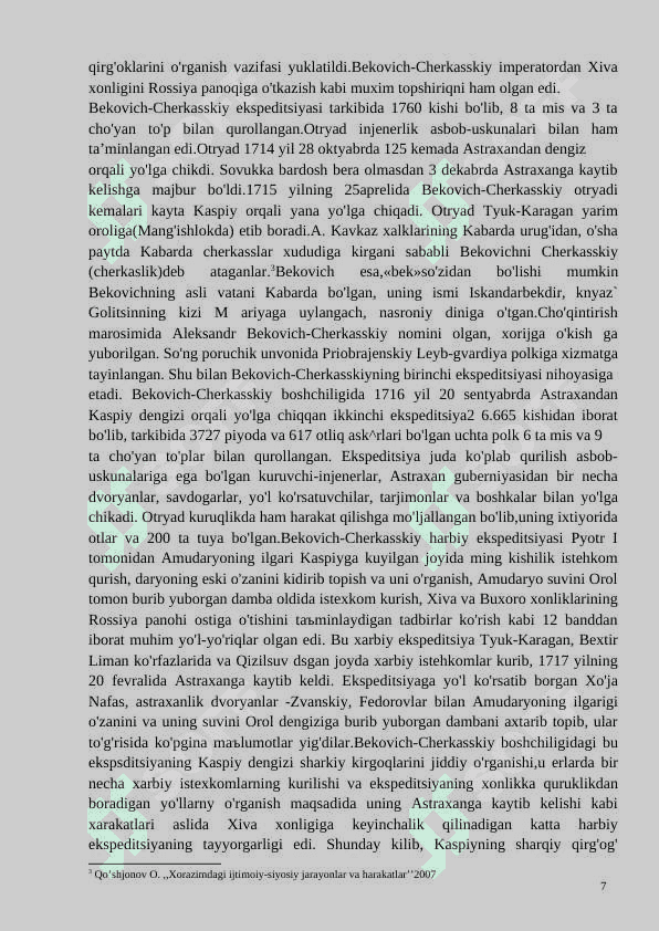 XIXasrning ikkinchi yarmida Xiva xonligi aholisi va xo'jaligi 7