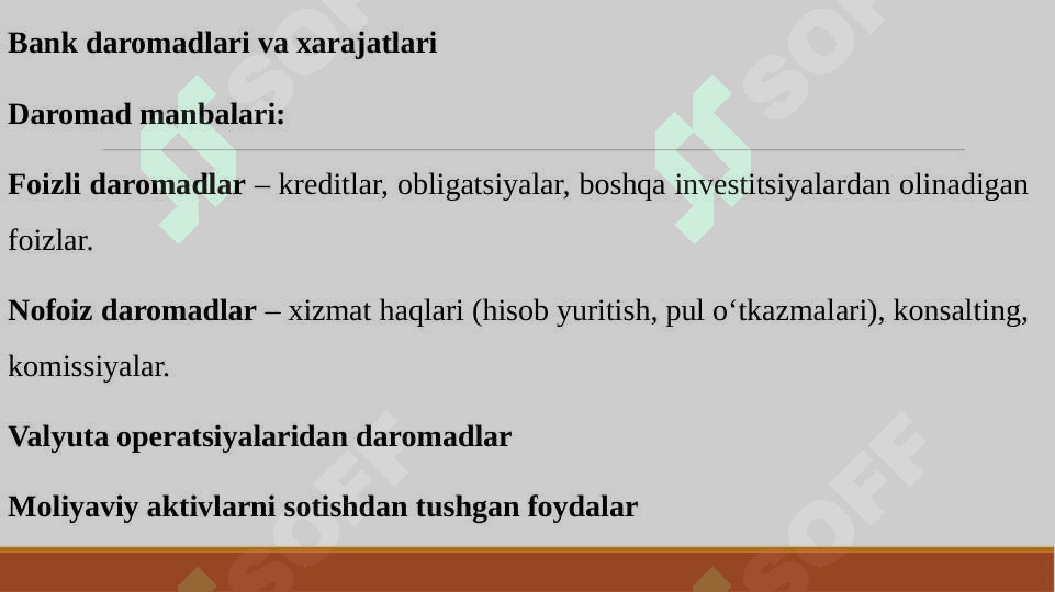 BANKLARNING BALANS TARKIBI VA DAROMADLARI 4