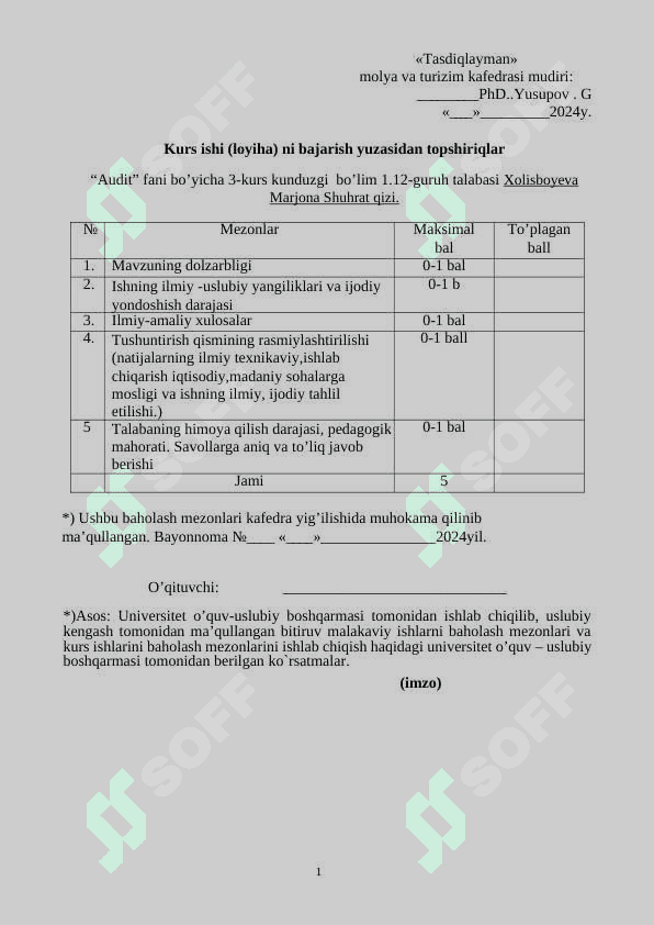 Tovar muomalalari auditi. 2