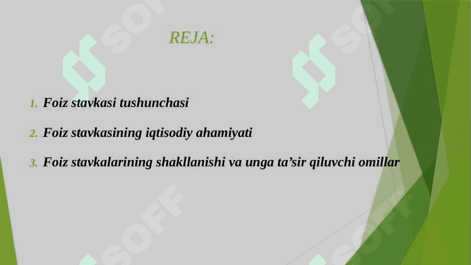 FOIZ SATAVKALARI BO'YICHA NAZARIYALAR 2