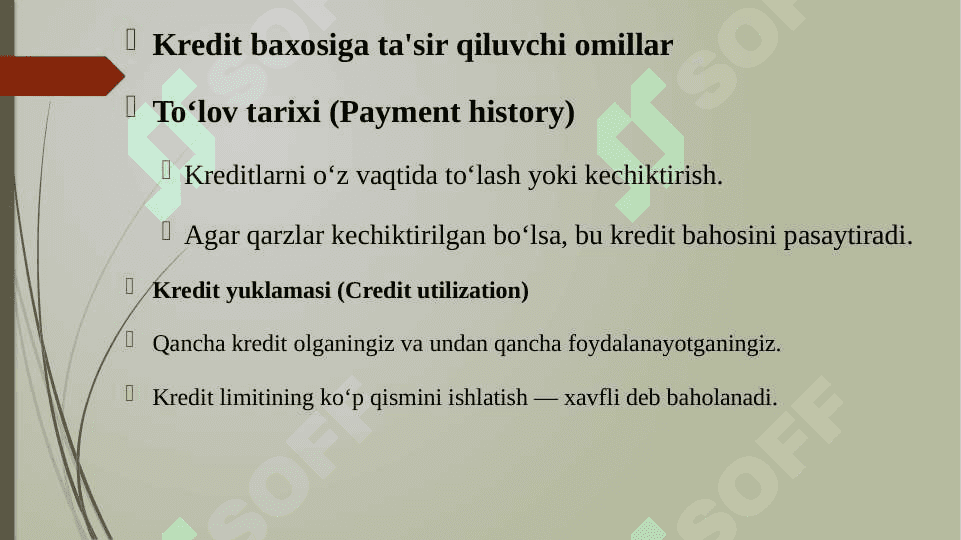 KREDIT BAXOSIGA TA'SIR QILUVCHI OMILLAR 3