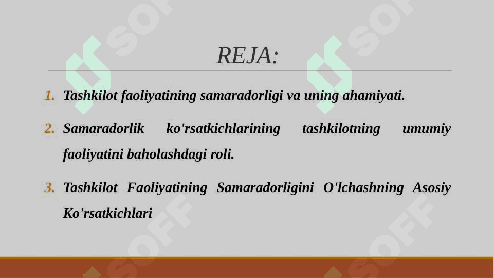 TASHKILOT FAOLIYATINI SAMARADORLIK KO'RSATKICHLARI 2